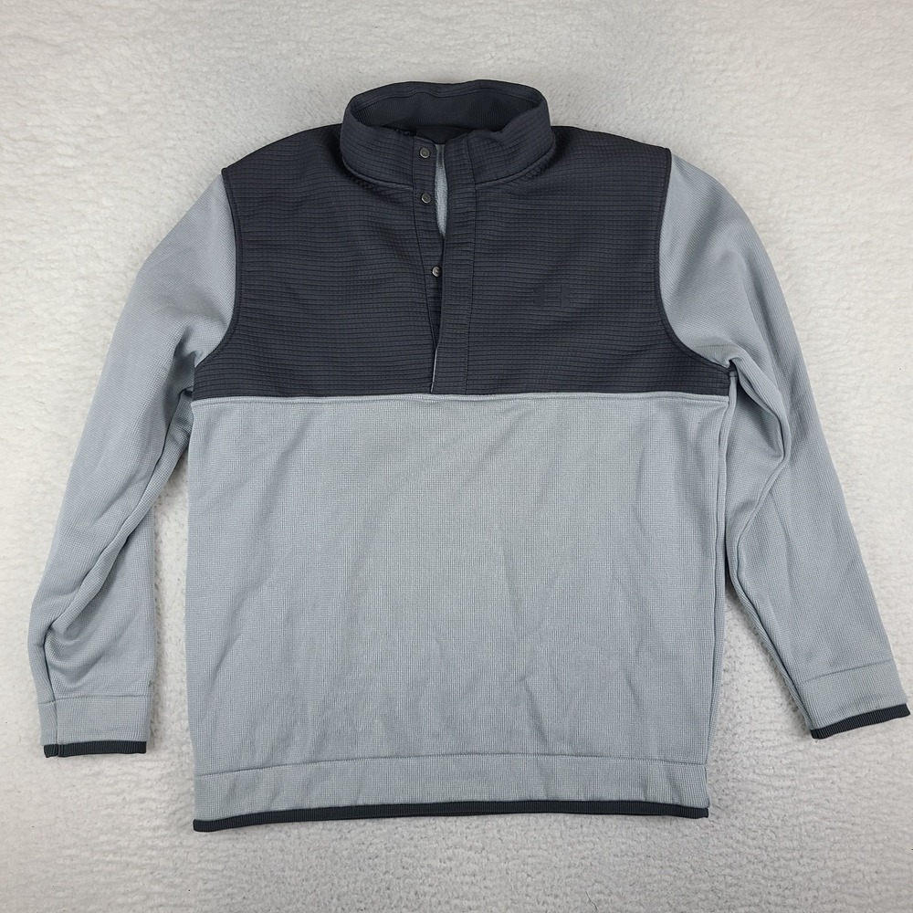 Under Armour Sweater Mens Large Gray Loose Coldgear Storm Fleece Snap 1356660